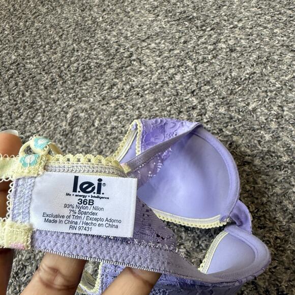 VTG 90s Y2K LEI Kawaii Coquette Cutesy Balconette Bra Sz 36B Mallcore Lace New - Picture 4 of 6